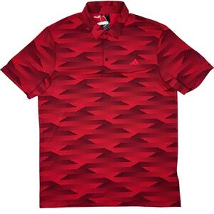NEW Adidas Ultimate Speed Striped Polo Shirt M Red Mens Graphic Golf AJGA Logo